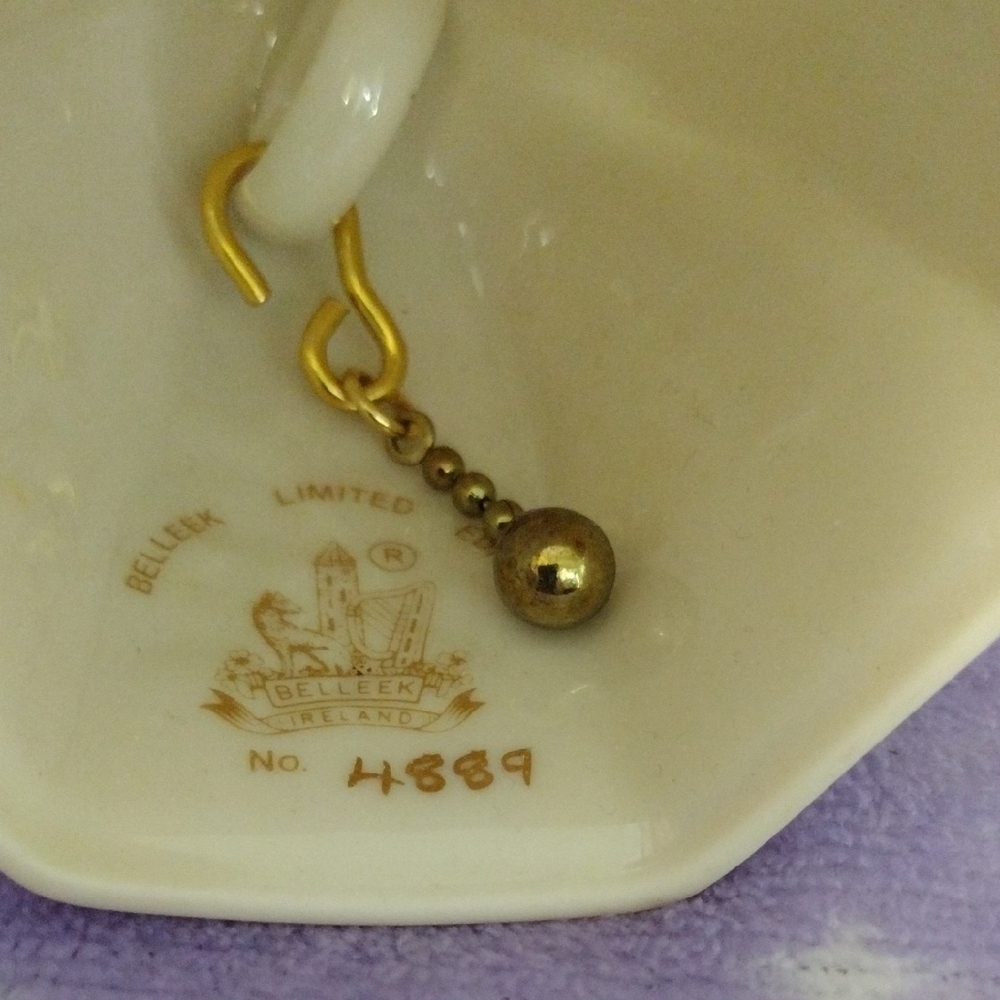 Belleek Cream Bell with Pink and Green Floral Design - Picture 2 of 5